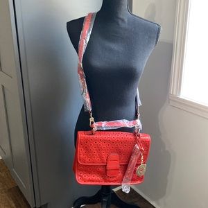 Isaac Mizrahi Live! Bridgehampton Floral Cutout Leather Satchel